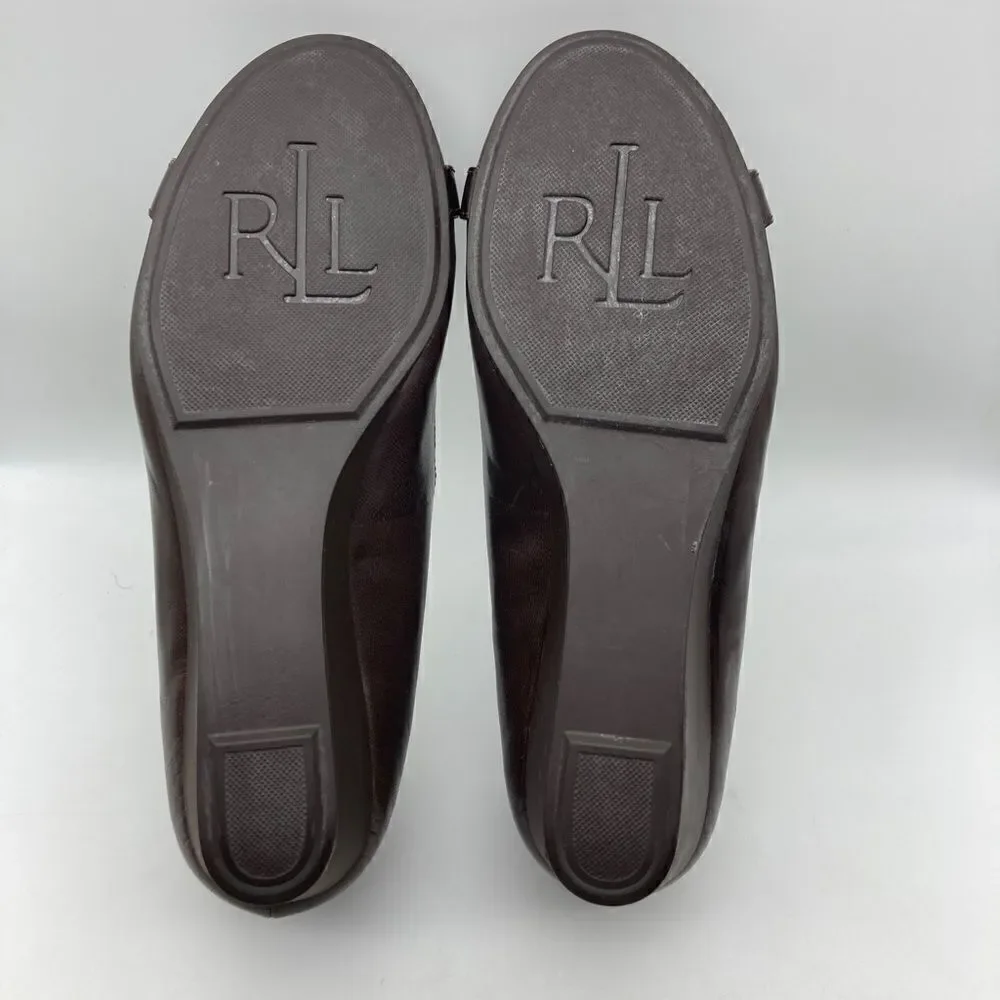 Lauren Ralph Lauren IIena Brown Leather Wedge Shoes Size 7B - Picture 8 of 8